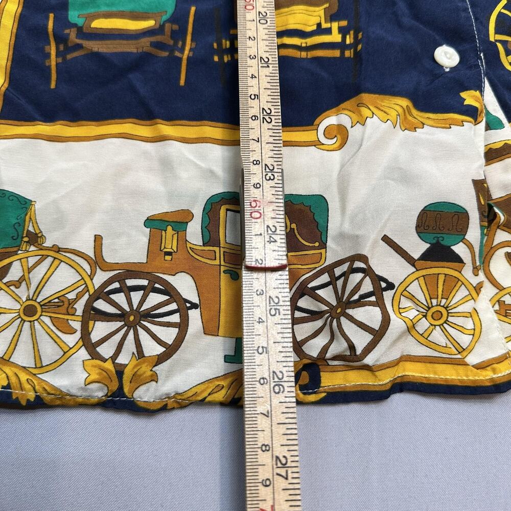 United Colors Of Benetton Shirt Womens Medium Equestrian Carriage Print Italy - Picture 9 of 16